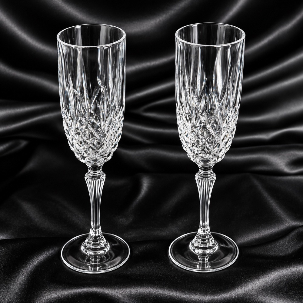 Marquis by Waterford Champagne Flutes Set of 2 Crystal Glass 9 3/8 Inch